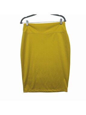 ✨3/$30 Simlu Womens XL Mustard Chartreuse Pencil Skirt Stretch Knee Length